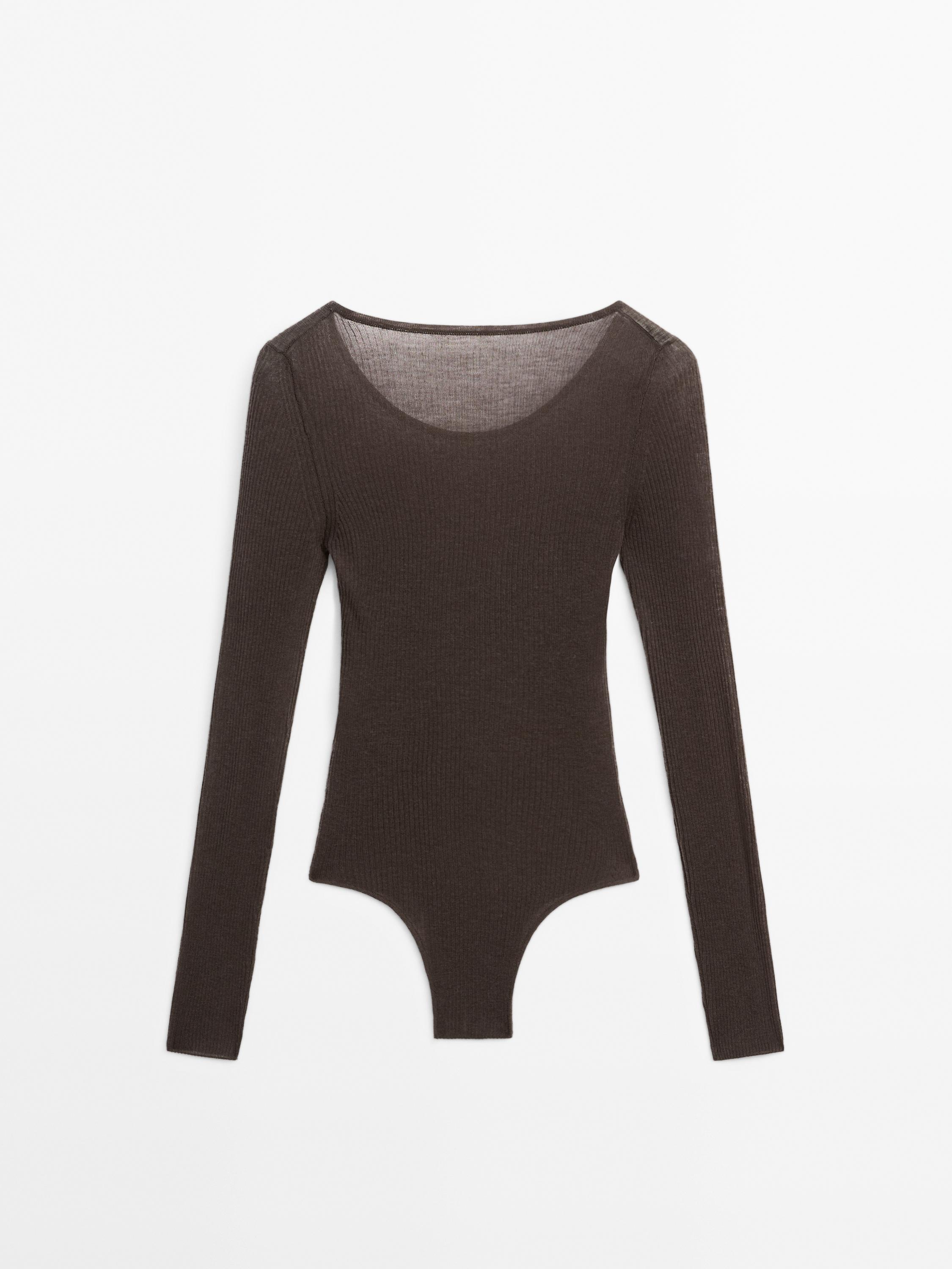 Semi-sheer 100% wool bodysuit - STUDIO